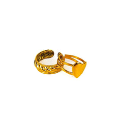 Pack Of 2 Golden Entwined & Heart Ring Duo Combo