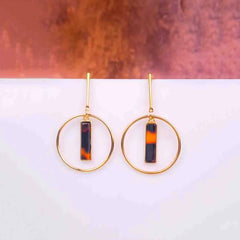 Circular Marble T-Bar Earrings