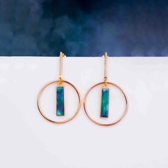 Circular Marble T-Bar Earrings