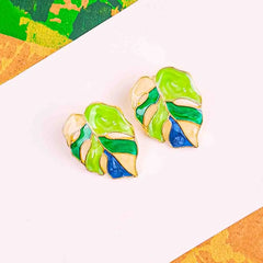 Tropical Leaf Enamel Studs