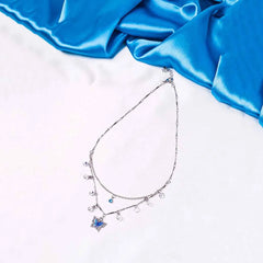 Blue Butterfly Charm Layered Necklace