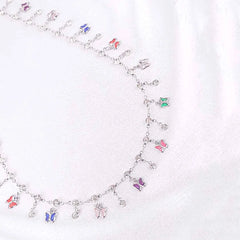 Colorful Butterfly Crystal Charm Necklace