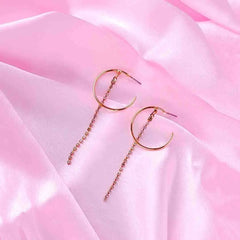 Rhinestone Drop Gold Hoop Earrings