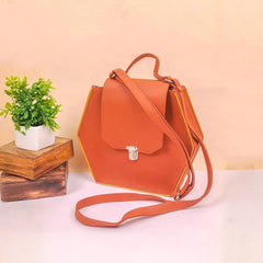 Tan Hexagonal Crossbody Bag