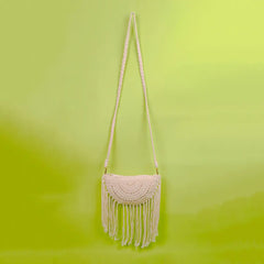 Macrame Long Tassel Half Moon Sling Bag