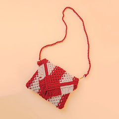 Macrame Red N White Sling Bag