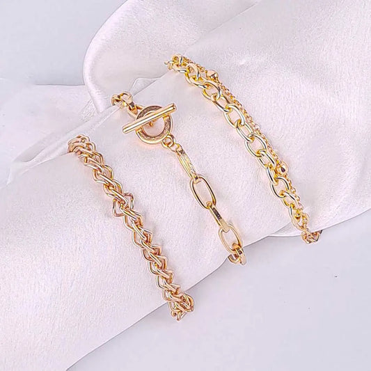 Set Of 3 Link Chain Bracelet Combo