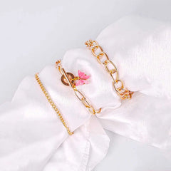 Pack Of 3 Butterfly Link Chain Bracelet Combo