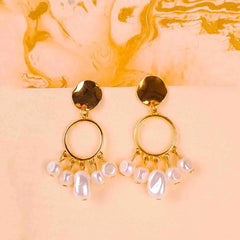 Gleaming Gold Baroque Pearl Dangle Earrings