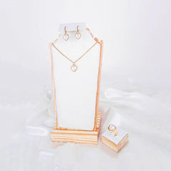 Gold Tone Pearl Heart Jewellery Set