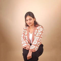 Patterned Peach Crochet Cardigan