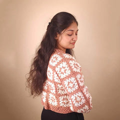Patterned Peach Crochet Cardigan
