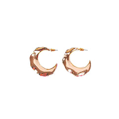 Golden Red Wavy Hoops