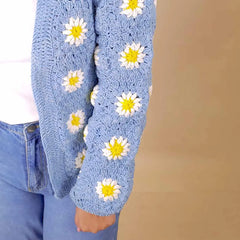 Blue Blossom Crochet Cardigan