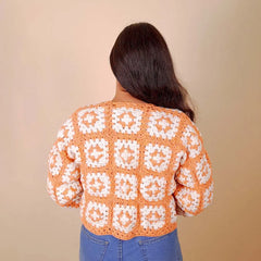 Orange N White Crochet Cardigan