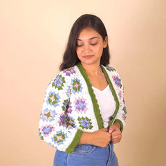 Colourful Pastel Meadow Patch Crochet Cardigan