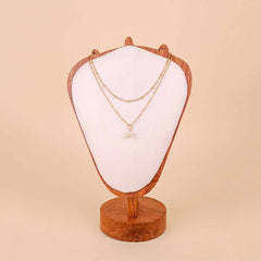 Golden Pearl Layered Chain Necklace