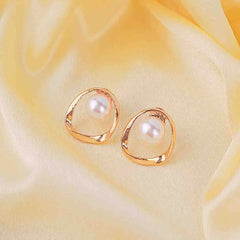 Golden Pearl Stud Earrings