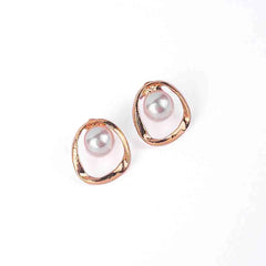 Golden Pearl Stud Earrings