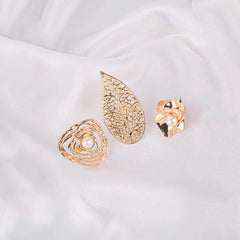 Pack of 3 Golden Baroque Statement Rings Combo