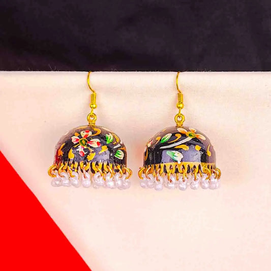 Meenakari Black Bell Jhumka