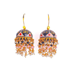 Meenakari Floral Petal Beaded Jhumka