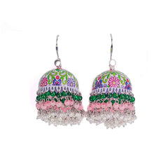Meenakari Floral Spring Beaded Jhumka