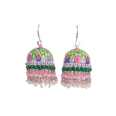 Meenakari Floral Spring Beaded Jhumka