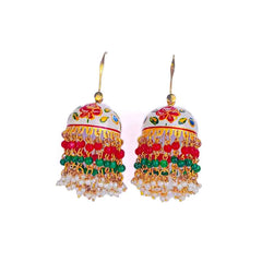 Meenakari Floral Beaded Jhumka