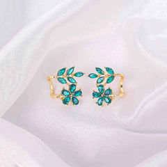 Emerald Leaf Vine Ear Cuffs