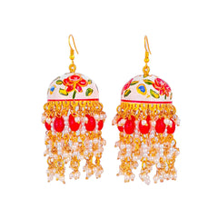 Floral Rose Meenakari Jhumka