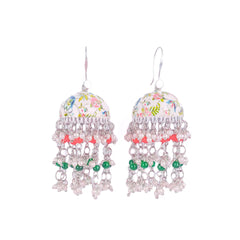 Floral Meenakari Beaded Pearl Jhumka