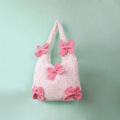 Blush Bow Crochet Shoulder Bag