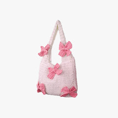 Blush Bow Crochet Shoulder Bag