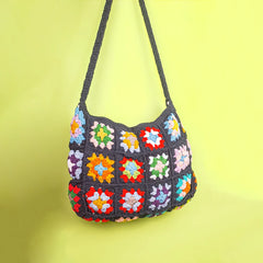 Vibrant Black Crochet Sling Bag