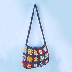 Vibrant Black Crochet Sling Bag