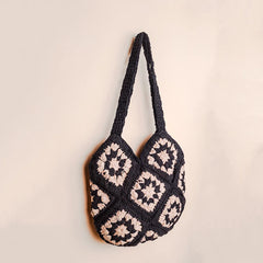 Ivory Noir Crochet Shoulder Bag