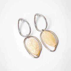Silver Iridiscent Resin Dangle Earrings
