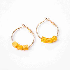 Circular Beaded Square Hoop Earrings