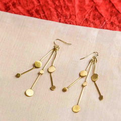 Unique Brass Dotted Circular Drop Earrings