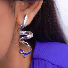 Electric Silver Spiral Drop Earrings