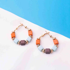 Circular Square Beaded Hoop Earrings