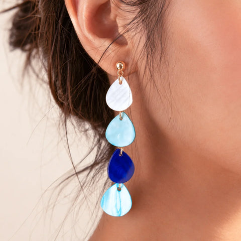 Blue Hued Teardrop Dangle Earrings