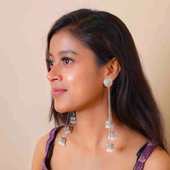 Oxidised Long Jhumka Dangle Earrings