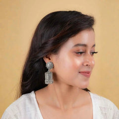 Silver Floral Jharokha Jhumka
