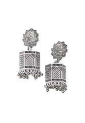 Silver Floral Jharokha Jhumka