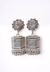Silver Floral Jharokha Jhumka