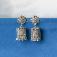 Silver Floral Jharokha Jhumka