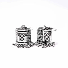 Silver Hexagonal Jharokha Jhumka