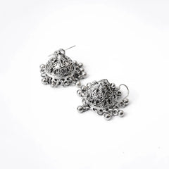Oxidised Round Jhumka Earrings